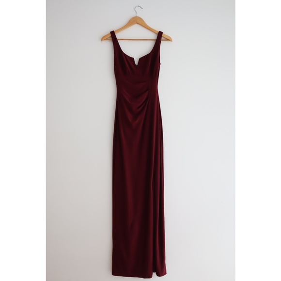 Le Chateau Front Slit Bodycon Maxi - Wine … - Picture 3 of 9